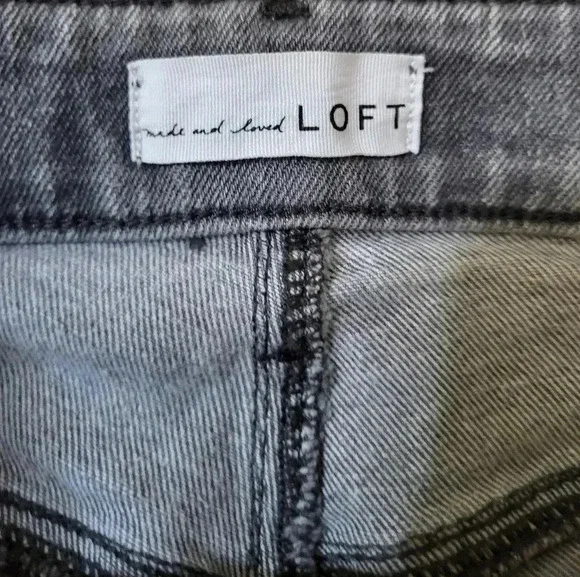 Loft Women's Curvy High Waist Kick Crop Raw Hem Gray Jeans 26/2 - Picture 8 of 10